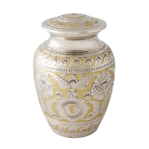 Urna de cremación para adultos Premium hecha a mano, ataúd Premium de metal plateado y dorado clásico, almacenamiento de cenizas notable para funerales - Product Image 4