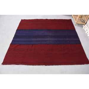 Alfombra Turca Vintage, Alfombra de Lana a Cuadros Rojos de 6.3x5 pies (191x153 cm) - Product Image 1