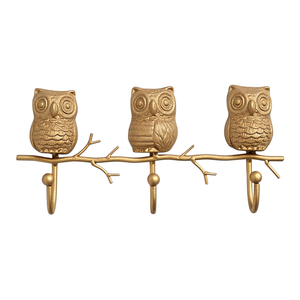 New design <b>wall</b> <b>mounted</b> owl shaped gold antique aluminium hook <b>rail</b> for multifunction for hanging <b>clothes</b> towels for bedroom - Product Image 1
