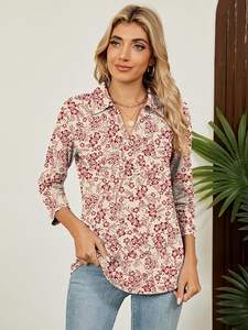 Chemise à manches longues à col en V pour femmes élégantes, coupe décontractée, tenue de bureau décontractée, service de logo personnalisé de qualité supérieure - Product Image 6