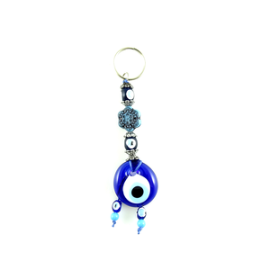 Llavero con Mosquetón DAFNI BIG PAZAR con Cuentas de Ojo Turco - Diseño Metálico 3D de Moda con Puntas Esmaltadas Únicas e Impresión en Relieve - Product Image 2