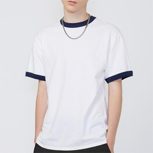 T-shirts Ringer Décontractés Personnalisables pour Hommes en Gros, 100% Coton Tricoté Respirant, Col Rond, Coupe Ample de Haute Qualité - Product Image 3