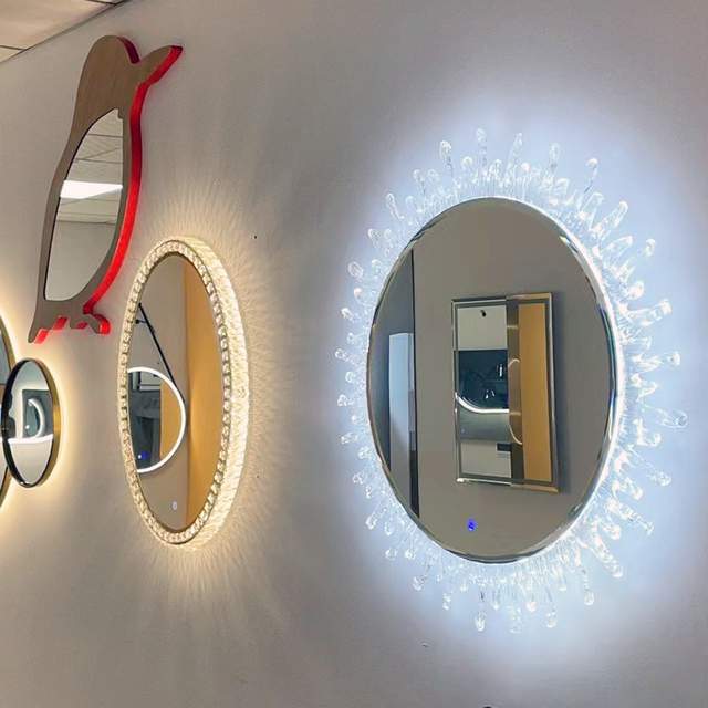 Custom Size Modern Square LED Light Anti-Fog Bath Wall Mirror Smart Temperature Illuminated Mirror