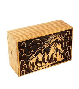 Urnas de cremación de madera de sol naciente hechas a mano para cenizas humanas Urna funeraria de árbol de la vida grande para adultos (250 LB-herradura de madera de pino) - Product Image 2