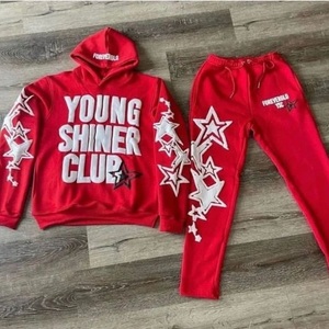 Custom Design Graphic Men's Casual Sweat Suits 100% Cotton Silk Screen Printing Breathable Waterproof 2 1 Hoodie Tracksuits - Product Image 2
