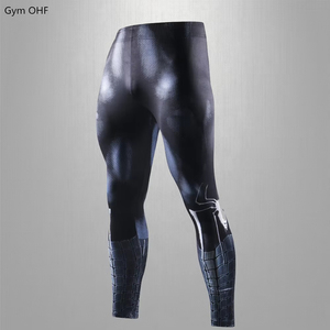 Collants de compression en coton pour hommes, leggings imprimés pour la musculation et la course, avec fermeture à la taille élastique - Product Image 3