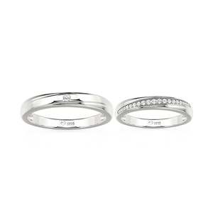Ensemble de bagues pour couple Jeulia plaquées rhodium, motif vague diagonale, en or 10K/14K/18K et platine - Product Image 3