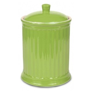 Pot de rangement en céramique côtelée bleu ciel avec couvercle, récipient durable et alimentaire, organisateur de cuisine moderne, rangement élégant pour comptoir - Product Image 4
