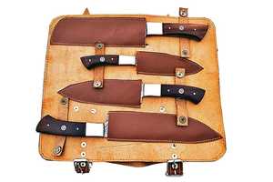 Lot de 4 couteaux de cuisine japonais classiques faits à la main en acier Damas ensemble de couteaux de chef avec manche en bois vente en gros - Product Image 5