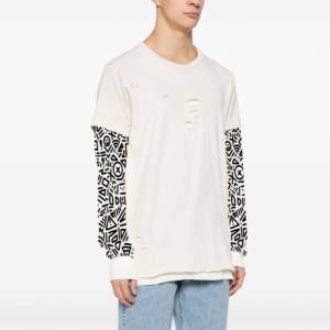 T-shirt imprimé double couche à sublimation personnalisée T-shirt 100% coton de jogging délavé à l'acide pour hommes - Product Image 1