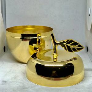 Pot de bougie en métal en acier inoxydable en forme de pomme, plaqué or de haute qualité, meilleure vente, pot de bougie en métal personnalisé - Product Image 5