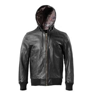 Personalizable mostaza Gris Carbón genuino piel de oveja cuello chaqueta de cuero clásico camionero traje de los hombres Casual suave - Product Image 1