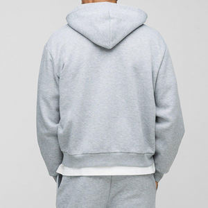 Sweat à capuche épais personnalisé surdimensionné avec fermeture éclair 350 g/m² pour hommes Streetwear Fleece 100 & Cotton Sweatshirts à capuche gris pour hommes pour l'hiver - Product Image 5