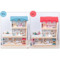 Offre Spéciale maison de poupée ensemble de jeu semblant maison de poupée maison de poupée en bois avec accessoires de meubles pour filles tout-petits cadeaux