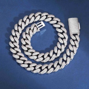 สร้อยคิวบันแบบ Bubble ขนาด 18 มม. ทำจากทองคำแท้ 10 กะรัต ประดับเพชรทรงกลมเจียระไนแบบ Brilliant คุณภาพ VVS D  เพชรเลี้ยงในห้องปฏิบัติการ  แบบ Iced Out สไตล์ฮิปฮอปสำหรับฉัน - Product Image 1