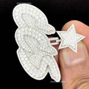 925 plata esterlina Iced Out VVS Moissanite colgante personalizado, Iced Out VVS Moissanite colgante Unisex VVS Moissanite letra colgante - Product Image 4