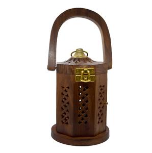 Porte-bâtons d'encens en bois de Sheesham Brûleur suspendu avec tasse Dhup et support cône Batti pour Pooja Puja bois de santal parfumé - Product Image 1