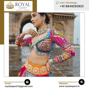 Gamthi Work Lehenga Choli con Bordado de Espejo de la India, el Más Vendido al por Mayor, Último Diseño, Especial para Navratri, Algodón Puro, Elegante para Mujer - Product Image 3