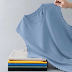 OEM logotipo personalizado serigrafía hilo teñido Color sólido Casual playa chaleco verano fino transpirable Slim Fit camiseta deportes hombres - Product Image 3