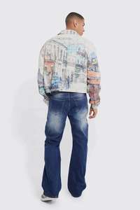 Custom Men's Mid Waist Vintage Denim Pants High Quality Solid Pattern <b>Trousers</b> Drawstring Closure Knitted Weaving Eco-Friendly - Product Image 2