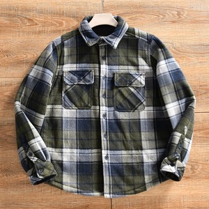 <b>Mens</b> Fleece Plaid <b>Shirts</b> Jacket Winter Casual Long Sleeve <b>Flannel</b> <b>Shirt</b> <b>Men</b> Vintage <b>Shirt</b> Button Up motorcycle style jacket - Product Image 5