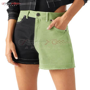 Pantalones cortos vaqueros transpirables informales de cintura alta para mujer con puños doblados y ajuste regular para la comodidad diaria Diseño rasgado - Product Image 3
