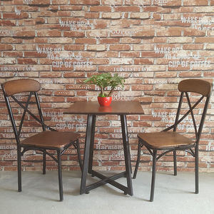 BCFBGC42 Modern Industrial Design <b>Restaurant</b> Furniture Square Pattern Cafe <b>Set</b> with Wood and Fabric for Coffee Shops - Product Image 1