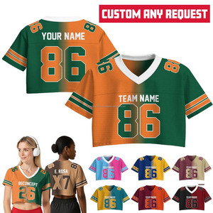 USA Crop <b>Top</b> Jersey 3D Custom Name Number Streetwear <b>Mesh</b> Football Shirt with UV Protection & Breathable Polyester Fabric - Product Image 3