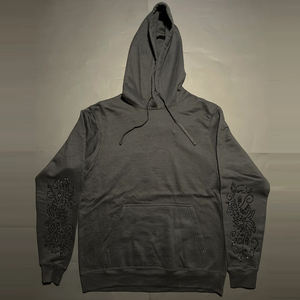 เสื้อฮู้ดดี้ทรงบ็อกซี่แบบยูนิเซ็กซ์ ผ้าฟลีซเฟรนช์เทอร์รี่เนื้อหนา ตกแต่งแขนเสื้อด้วยคริสตัลและเพชรเทียม ดีไซน์เก๋ไก๋ สามารถปรับแต่งได้ - Product Image 1