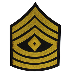 Écusson en feutre non tissé jaune brodé « Premier Sergent » à rayures, 3 pouces, personnalisable, thermocollant ou à coudre - Product Image 1