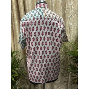 เสื้อเชิ้ตผู้ชายลำลองผ้าฝ้าย 100% ลายดอกไม้ หลายสี ผ้าป๊อปลินทอ ขนาด 5XL - Product Image 4