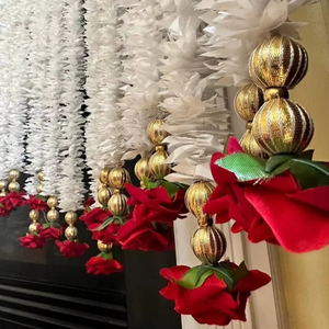 Guirlande artificielle de jasmin rose rouge décor de mariage de ficelle florale blanche pour des événements extérieurs de noël toile de fond de fête accessoire suspendu - Product Image 1