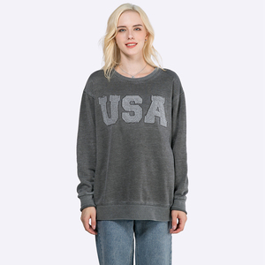 Personnalisé Automne Femmes 100% Coton Hip Hop Ras Du Cou Pull Sweat Avant Logo Décontracté Mode En Gros - Product Image 2