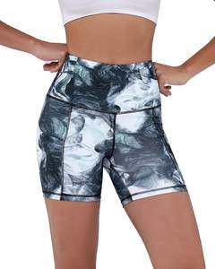 Pantalones cortos de motorista con control de barriga para mujer con bolsillos, pantalones cortos de Yoga para entrenamiento de cintura alta, ropa de yoga sin costuras para entrenamiento deportivo personalizado para gimnasio - Product Image 1