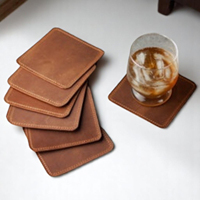 Ensemble de 6 sous-verres en cuir de haute qualité, design moderne, d'inspiration vintage, écologiques, pour la maison, le café, le thé, la bière