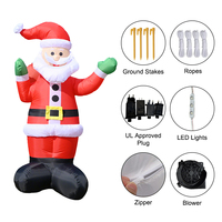 Père Noël gonflable de 6 pieds avec sac à dos cadeau, LED, décoration de Noël gonflable pour l'extérieur, jardin, fête
