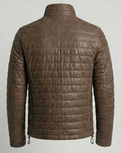 Luxury Grade Leather Hooded Winter Custom Puffer Jacket with <b>Thermal</b> <b>Padding</b> Waterproof & Breathable for Cold Season Travel - Product Image 2