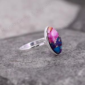 Bague en argent sterling 925 massif pour femme en forme de marquise 7x14mm - Product Image 2