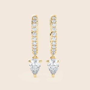 Boucles d'oreilles pendantes en forme de poire avec diamants de laboratoire taille poire F+-VS 0,86 carat en or massif 14K, idéales pour le quotidien et comme cadeau - Product Image 3