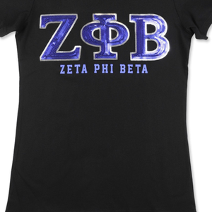 100 coton Zeta Phi Beta Sorority noir Sequin Tee brodé lettres grecques élégant étincelle décontracté grec vie vêtements chemise - Product Image 4