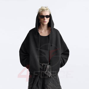 Sudadera Corta Informal Urbana para Hombre, Estilo Holgado, 350 GSM, Felpa de Algodón, Moda Urbana, Cierre Corto, Proveedor de Marca Privada OEM - Product Image 2