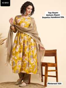 Dernières femmes portent un costume Anarkali Salwar Kameez pour un festival indien décontracté Robe à impression numérique Costume traditionnel à bas prix - Product Image 2