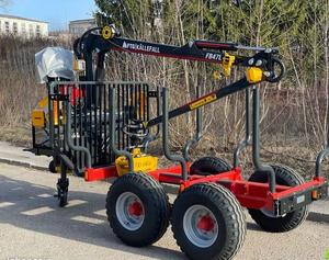 Remorque forestière de 5 tonnes pour le transport de bois, avec grue et éclairage LED, remorque utilitaire agricole - Product Image 1