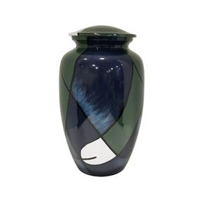 โกศอลูมิเนียมทองเหลืองอินเดียทำด้วยมือสำหรับผู้ใหญ่โกศสีฟ้าเทาการออกแบบงานขี้เถ้า - Product Image 3