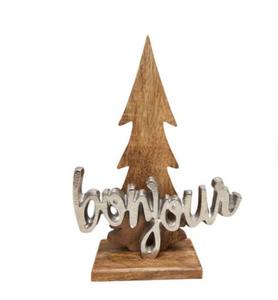 Étoile décorative personnalisée en aluminium argenté et bois avec base, nouveau design, décoration de Noël et de table, vente en gros - Product Image 3