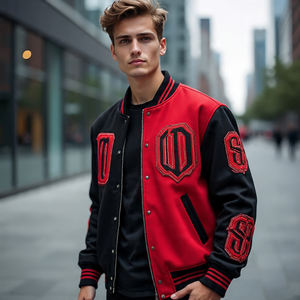 OEM Custom <b>Vintage</b> Baseball Winter Men's 100% Wool Crew Neck Eco-Friendly Windproof Varsity <b>Jacket</b> - Product Image 2
