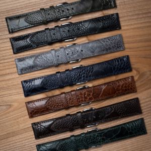 Ostrich Leg Leather <b>Watch</b> Band 100% Real Leather Handmade Unique Pattern Slim Durable Waterproof Multicolor & Sizes 18-22mm - Product Image 1