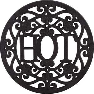 Classic Leaf Shape Iron Metal <b>Trivet</b> Heat Resistant for Pan & Hotpot Protection Dining Table Decor Black Coated - Product Image 3