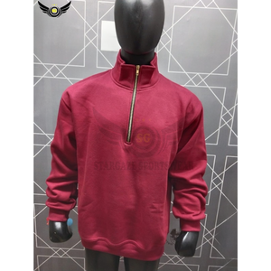 Sweat-shirt à demi-zip en molleton 100% coton personnalisé, sweat-shirt à quart de zip, sweat-shirt à manches longues surdimensionné avec logo sur le devant - Product Image 1