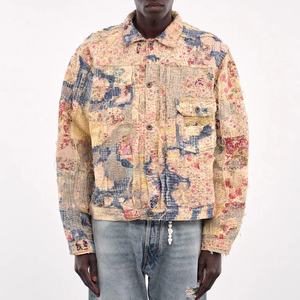 Chaqueta de hombre con diseño patchwork, ligera, cortavientos de otoño, con cuello alto, estilo bomber, informal, para uso diario, opción personalizada disponible. - Product Image 5